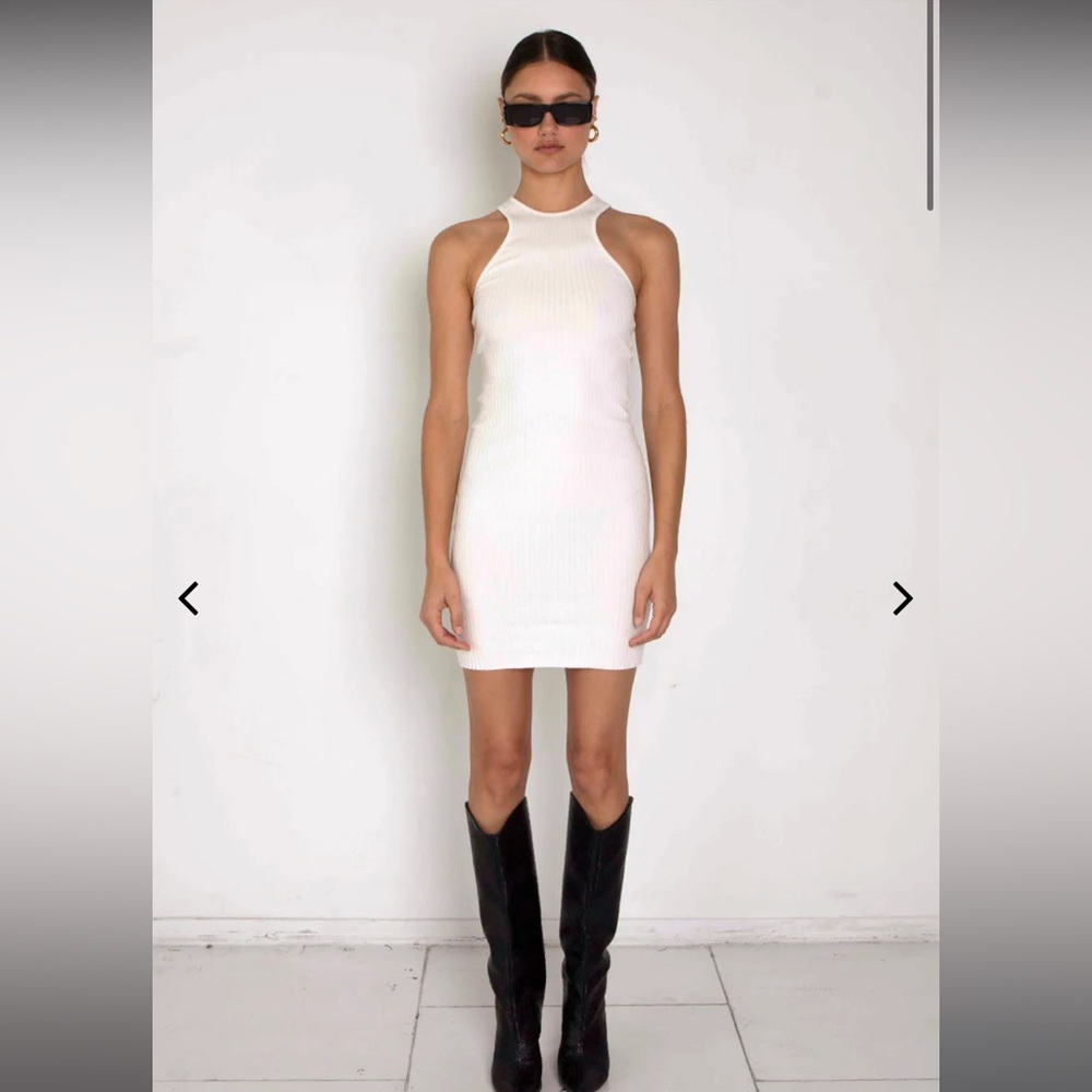 LNA White Ribbed Dress